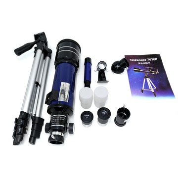 Blue 70mm Lens 360mm Focal Length Astronomical Refractor Telescope for Observing Astronomical Phenomena